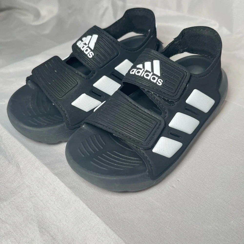 Adidas Black Water Shoes with Three Stripes